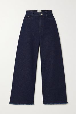 Wandler - Lotus Cropped Frayed High-rise Wide-leg Jeans - Blue