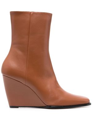 Wandler square-toe 90mm ankle boots - Brown