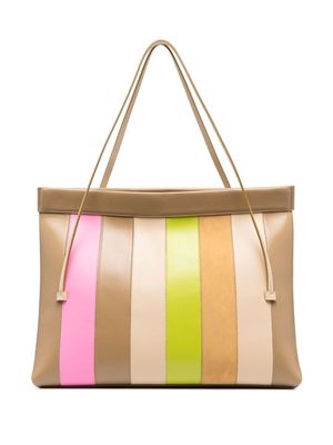 Wandler stripe-pattern leather tote bag - Neutrals