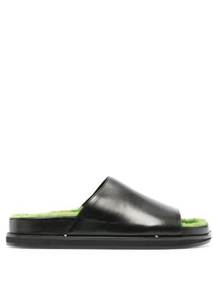 Wandler Vera shearling-lining leather sandals - 3250 - BLACK EMERALD