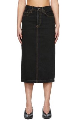WARDROBE.NYC Black Denim Mid-Length Skirt