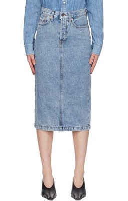 WARDROBE.NYC Blue Denim Mid-Length Skirt