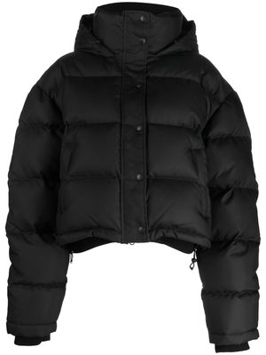 WARDROBE.NYC cropped hooded puffer jacket - Black