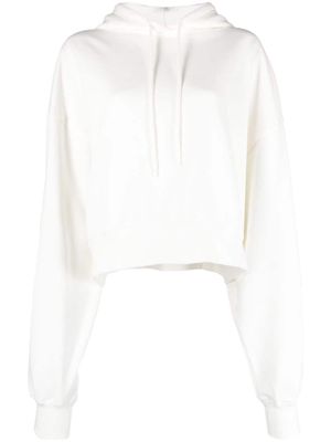 WARDROBE.NYC cropped long-sleeved cottton hoodie - White