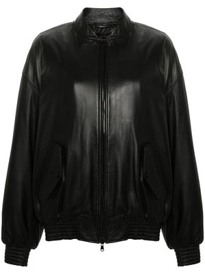 WARDROBE.NYC drop-shoulder leather bomber jacket - Black