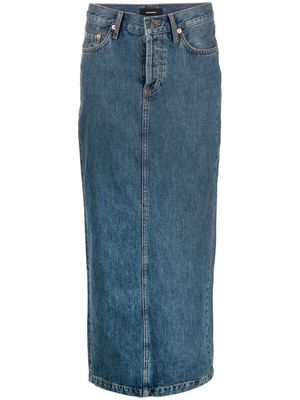 WARDROBE.NYC rear-slit denim maxi skirt - Blue
