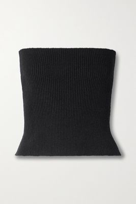 WARDROBE. NYC - Strapless Ribbed Cotton-blend Top - Black