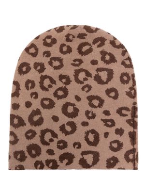 Warm-Me leopard-print cashmere beanie - Brown
