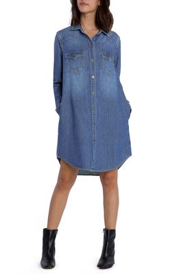 Wash Lab Denim Amanda Long Sleeve Denim Shirtdress in Taylor Blue