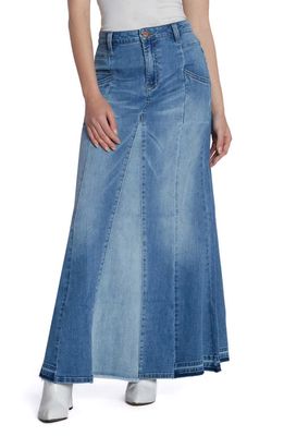 Wash Lab Denim Bliss Flare Denim Maxi Skirt in Spark Blue