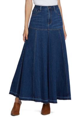 Wash Lab Denim Charlie Pleated Denim Maxi Skirt in Charlie Blue