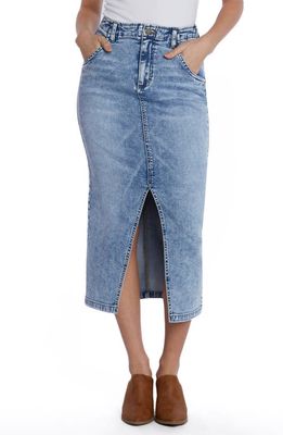 Wash Lab Denim Daily Slit Denim Midi Skirt in Blue Agate