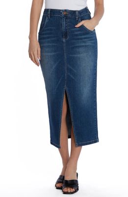 Wash Lab Denim Daily Slit Denim Midi Skirt in Blue Jade