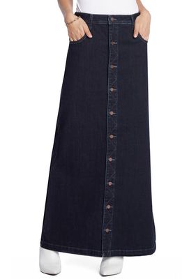 Wash Lab Denim Denim Button-Up Maxi Skirt in Night Blue