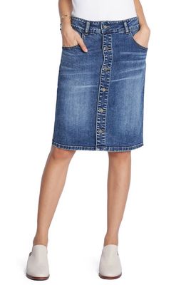 Wash Lab Denim Denim Button-Up Skirt in Swift Blue