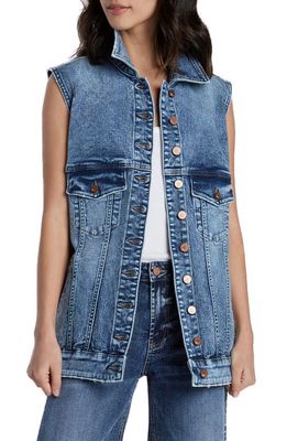 Wash Lab Denim Denim Trucker Vest in Race Blue