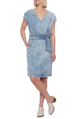 Wash Lab Denim Dojo Belted Indigo Knit Dress in Spin Blue