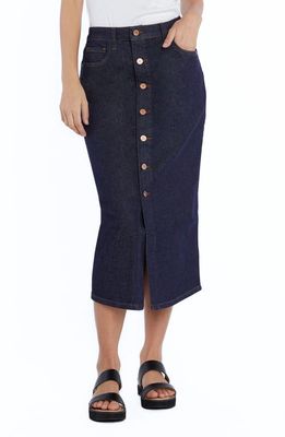 Wash Lab Denim Front Button Denim Skirt in Raw Denim