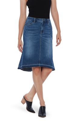 Wash Lab Denim High-Low Denim Skirt in Relaxed Blue