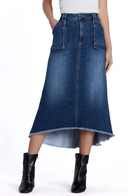 Wash Lab Denim Patch Pocket Denim Midi Skirt in Jannis Blue