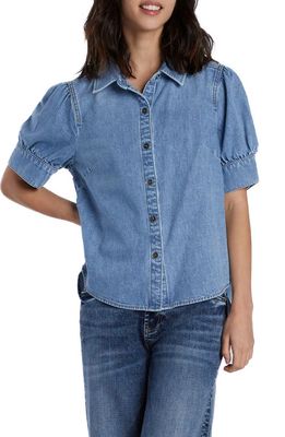 Wash Lab Denim Perfect Puff Sleeve Denim Shirt in Blue Puff