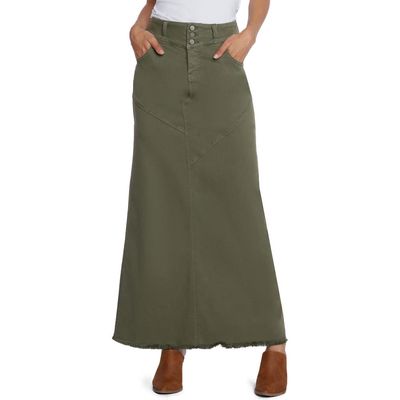 Wash Lab Denim Pieced Denim Maxi Skirt in Dusty Green