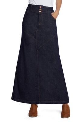 Wash Lab Denim Pieced Denim Maxi Skirt in Raw Denim