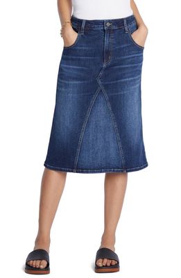 Wash Lab Denim Pieced Denim Midi Skirt in Sea Blue
