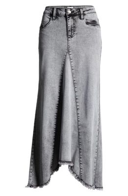 Wash Lab Denim Selma Pieced Asymmetric Denim Maxi Skirt in Acid Grey