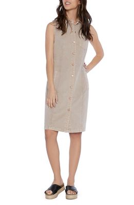 Wash Lab Denim Sleek Sleeveless Denim Shirtdress in Buff