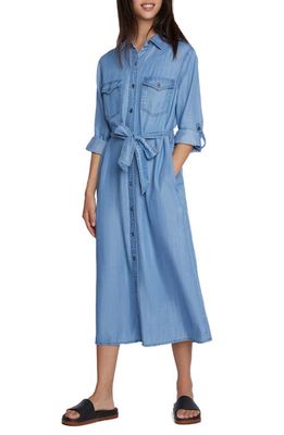 Wash Lab Denim Soft Denim Belted Midi Shirtdress in Perch Blue