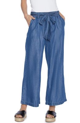 Wash Lab Denim Soft Denim Wide Leg Crop Pants in Eli Blue