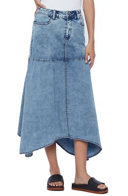 Wash Lab Denim Take a Spin Denim Midi Skirt in Morning Blue