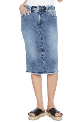 Wash Lab Denim Wash Lab Fray Detail Denim Skirt in Dust Blue