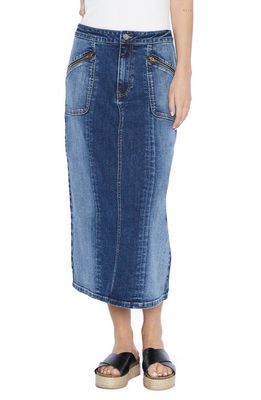 Wash Lab Denim Zip Pocket Denim Skirt in Mitch Blue