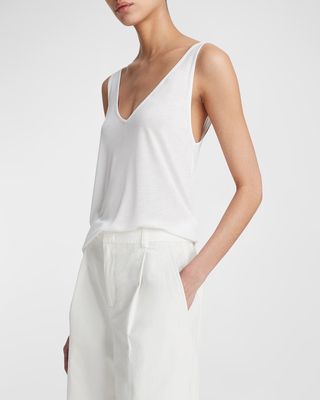Washed Cotton Pleated Wide-Leg Shorts