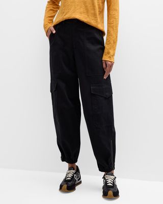 Washed Cotton Twill Cargo Pants