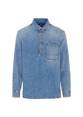 Washed Denim Polo Shirt