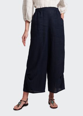 Washed Linen Pull-On Trousers