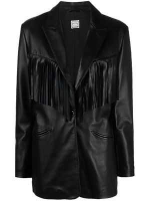 WASHINGTON DEE CEE fringed-trim leather jacket - Black