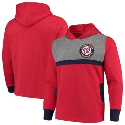 Washington Nationals Majestic Threads Colorblocked Pullover Hoodie - Red/Navy