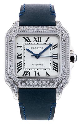 Watchfinder & Co. Cartier Preowned Santos Leather Strap Watch