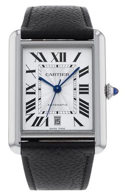 Watchfinder & Co. Cartier Preowned Tank Must Automatic Leather Strap Watch