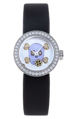 Watchfinder & Co. Christian Dior Preowned La D De Dior Fabric Strap Watch in Steel Set With Diamonds