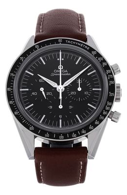 Watchfinder & Co. Omega Preowned 2020 Speedmaster Moonwatch Chronograph Leather Strap Watch