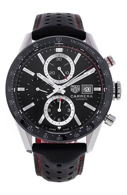Watchfinder & Co. Tag Heuer Preowned Carrera Leather Strap Watch