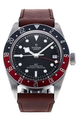 Watchfinder & Co. Tudor Preowned Black Bay GMT Leather Strap Watch
