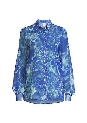 Water Sheer Button-Front Blouse