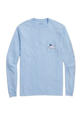 Watercolor Snowman Whale Long-Sleeve T-Shirt
