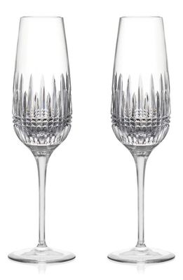 Waterford Lismore Diamond Essence Set of 2 Crystal Champagne Flutes in Clear